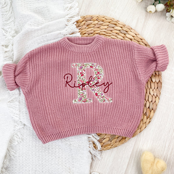 Applique Monogram Embroidered Custom Name Sweaters - Birthday Gift for Kids