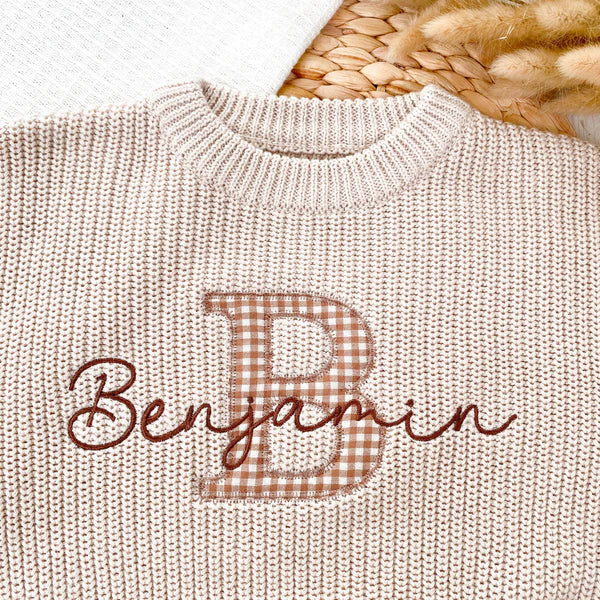 First Birthday Gifts - Applique Embroidered Custom Name Baby Sweaters