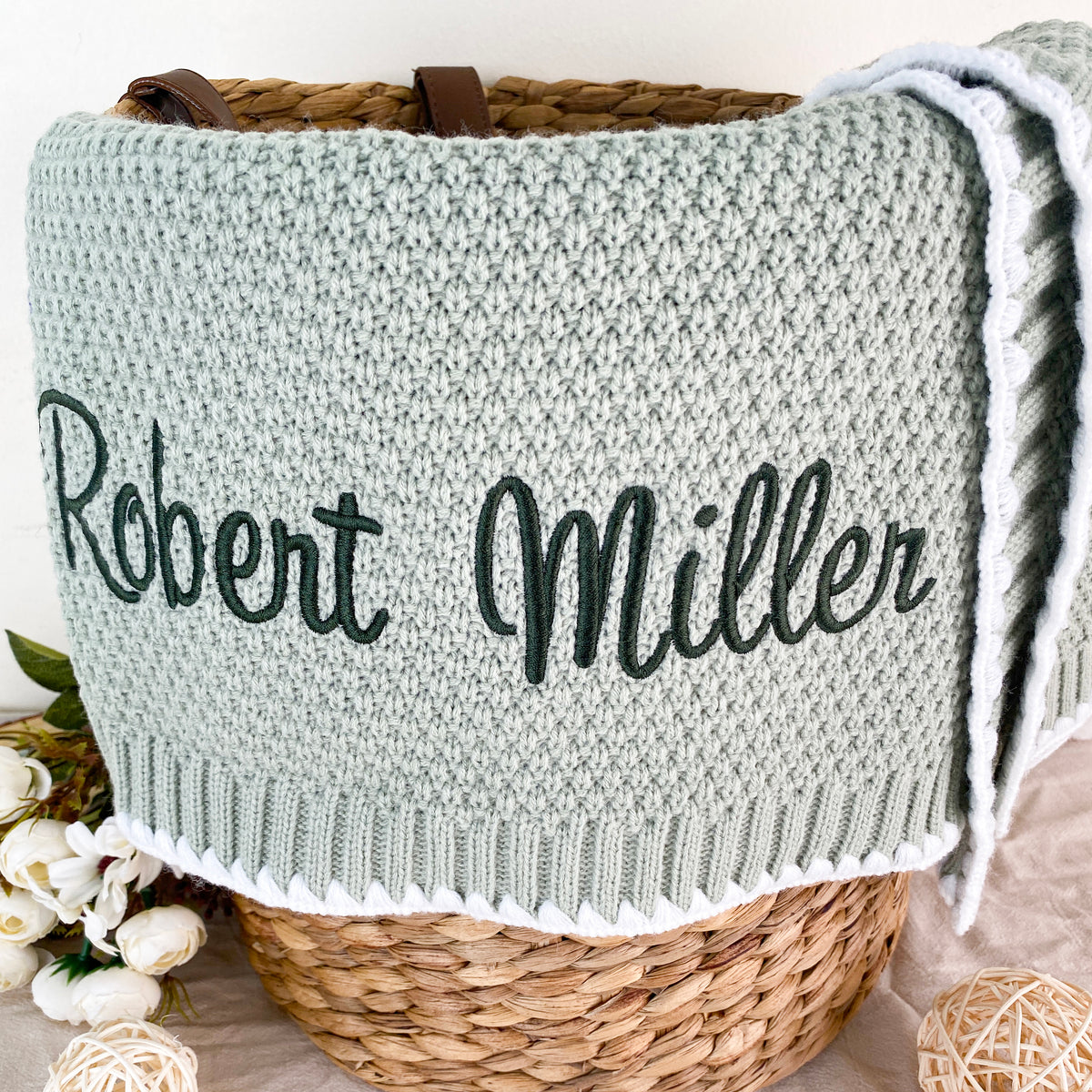Embroidered name personalized baby blanket, baby coming home outfit, baby shower gift