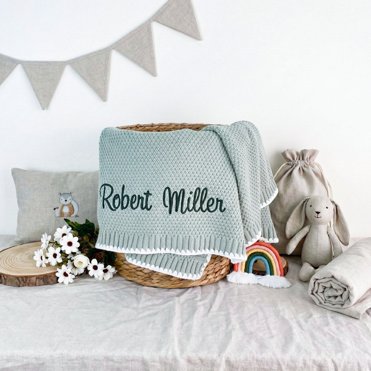 Embroidered name personalized baby blanket, baby coming home outfit, baby shower gift