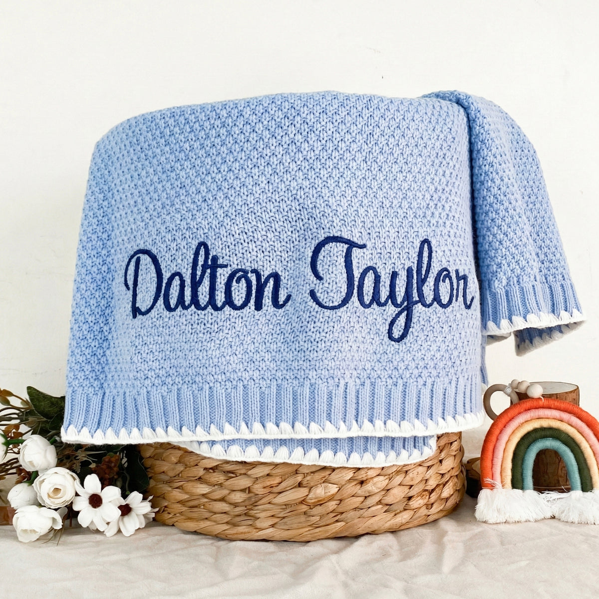 Embroidered baby blanket with name, baby keepsake with custom name