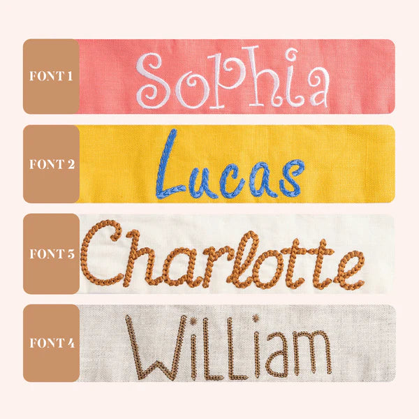 Custom name handmade embroidered linen first birthday crown