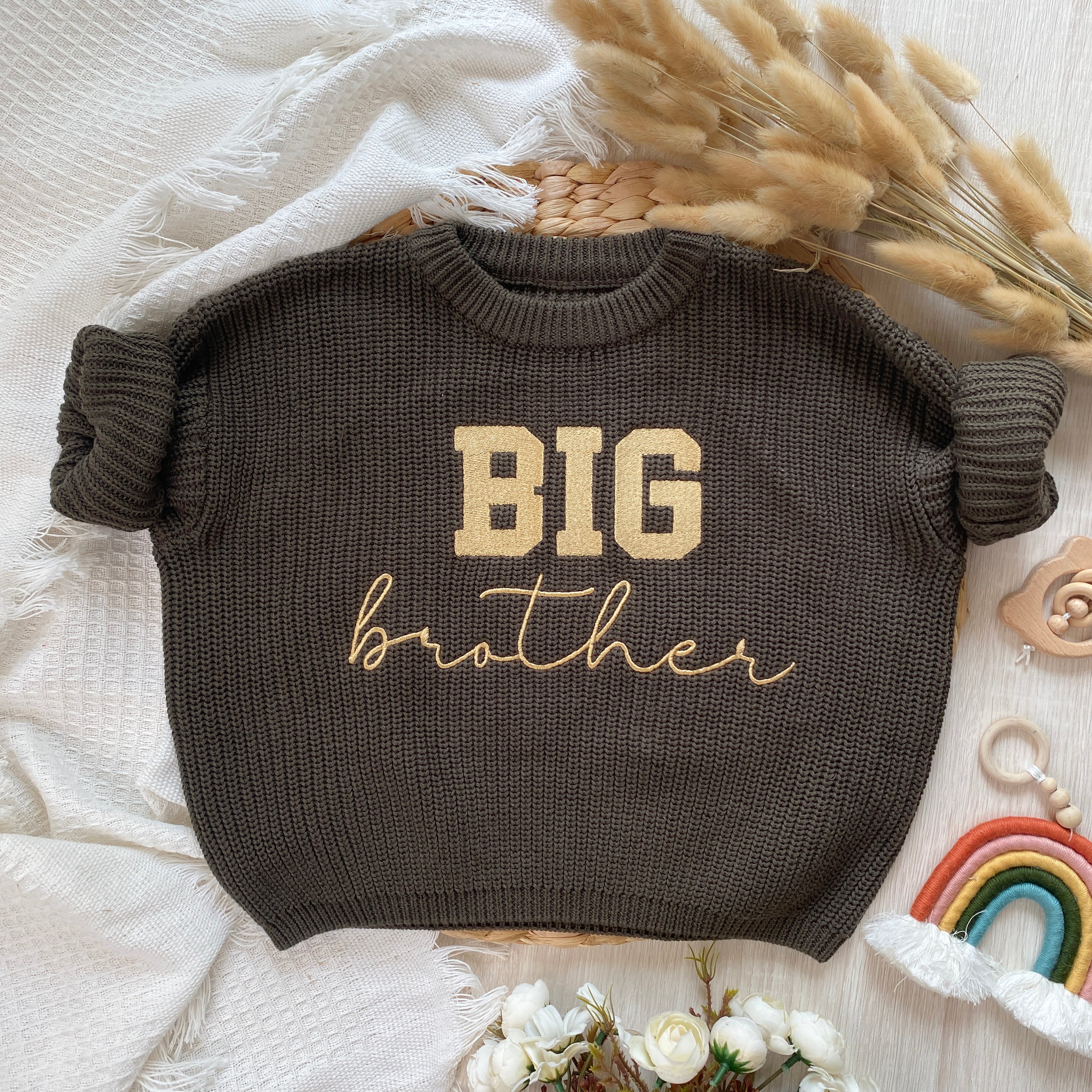 Big Brother Embroidered Custom Chunky Knit Baby Sweaters