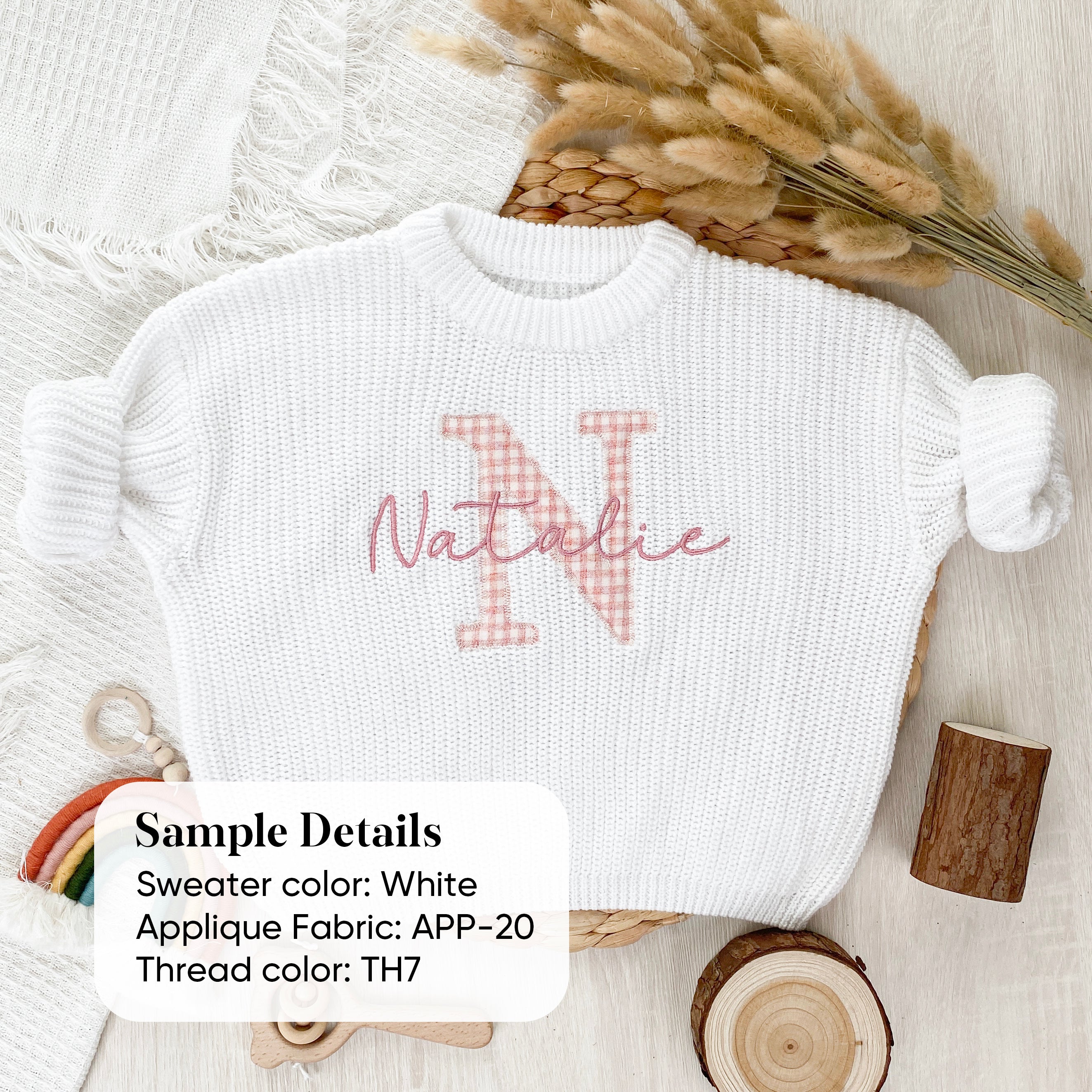 Applique Embroidered Custom Name Sweaters Keepsake Gift