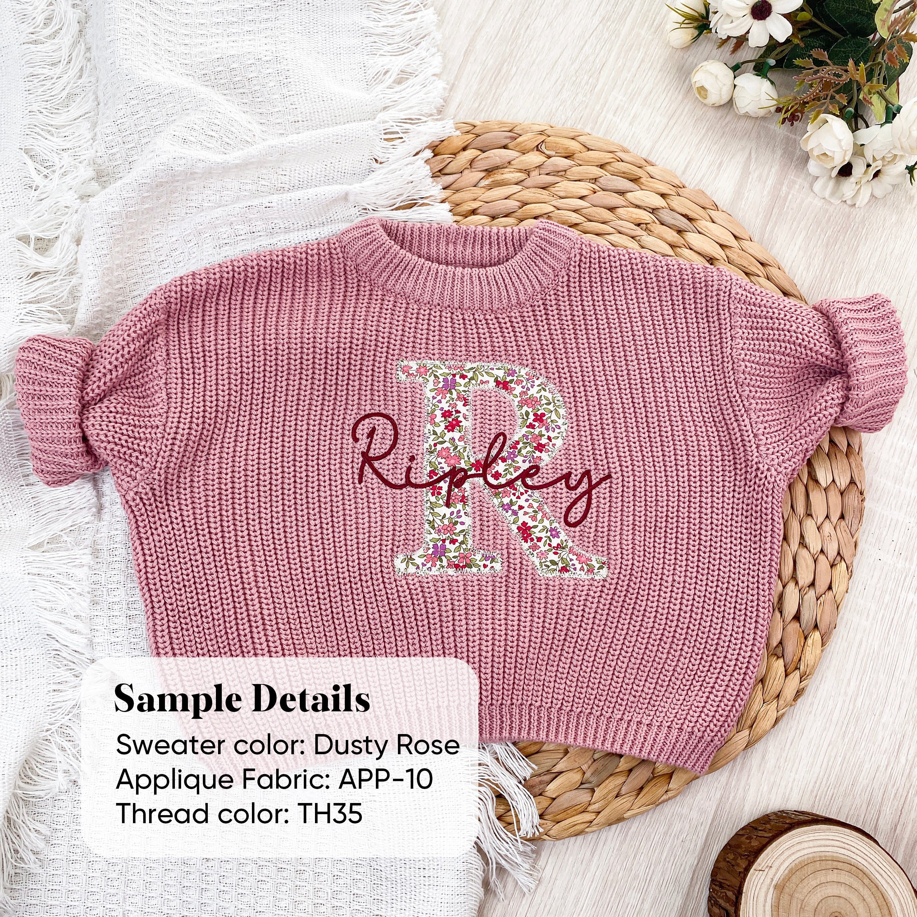 Applique Embroidered Custom Name Sweaters Keepsake Gift
