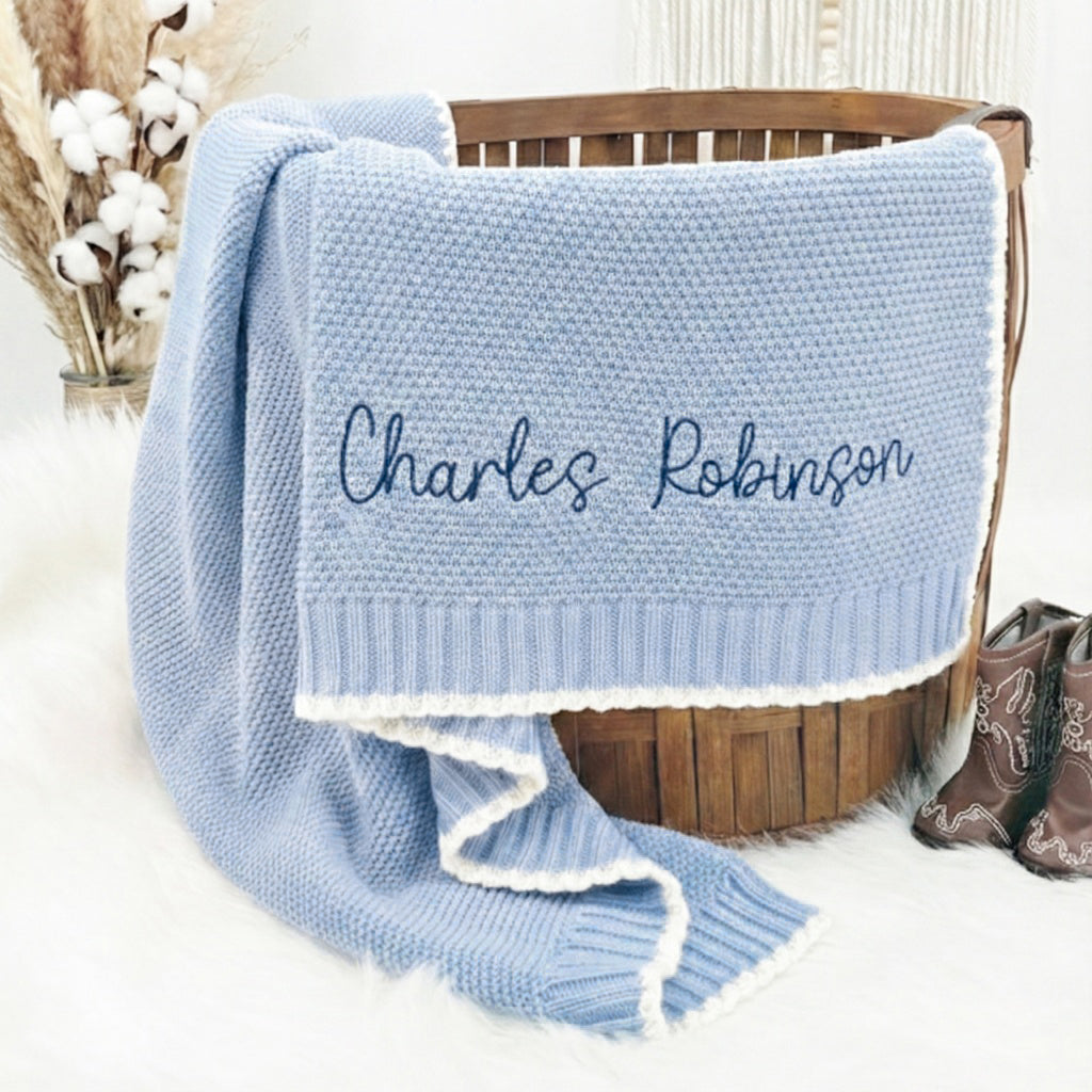 Custom name blanket for baby gifts cotton knitted gift