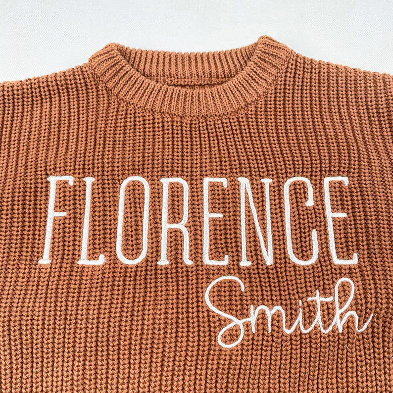 Newborn Sweater Custom Name with Embroidered Name - Baby Shower Gift