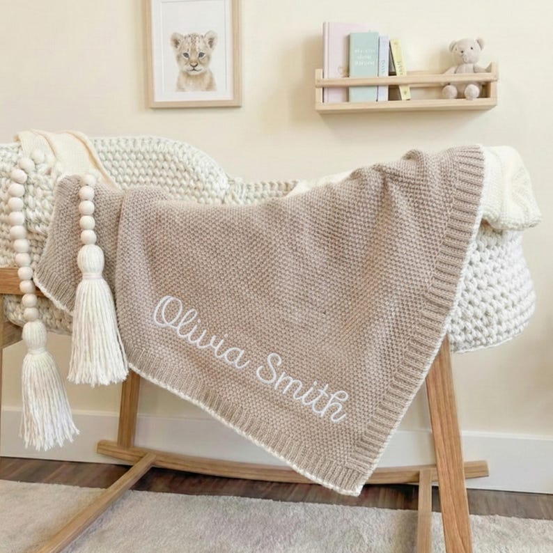 Embroidered custom baby blanket with name, baby shower gifts