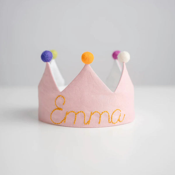 Hand Embroidered Crown for Baby and Children's Birthdays | Personalized Keepsake for First Birthday and Special Occasions