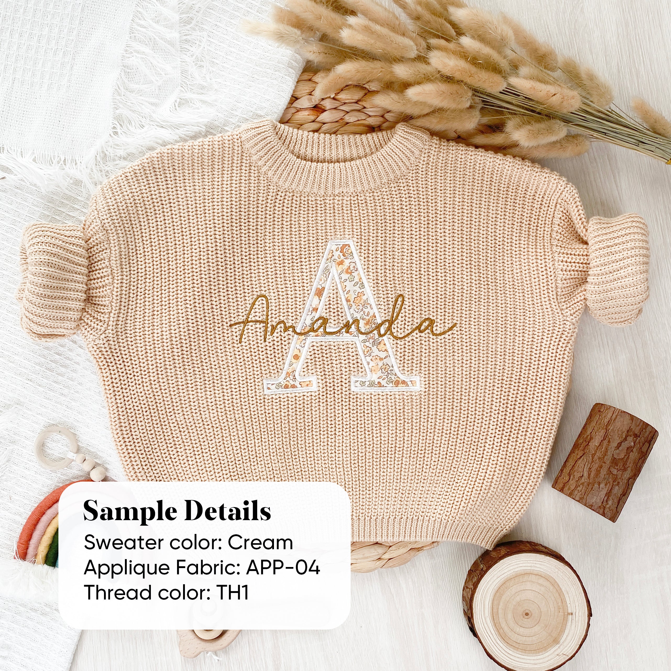 Applique Embroidered Custom Name Sweaters - Newborn Keepsake