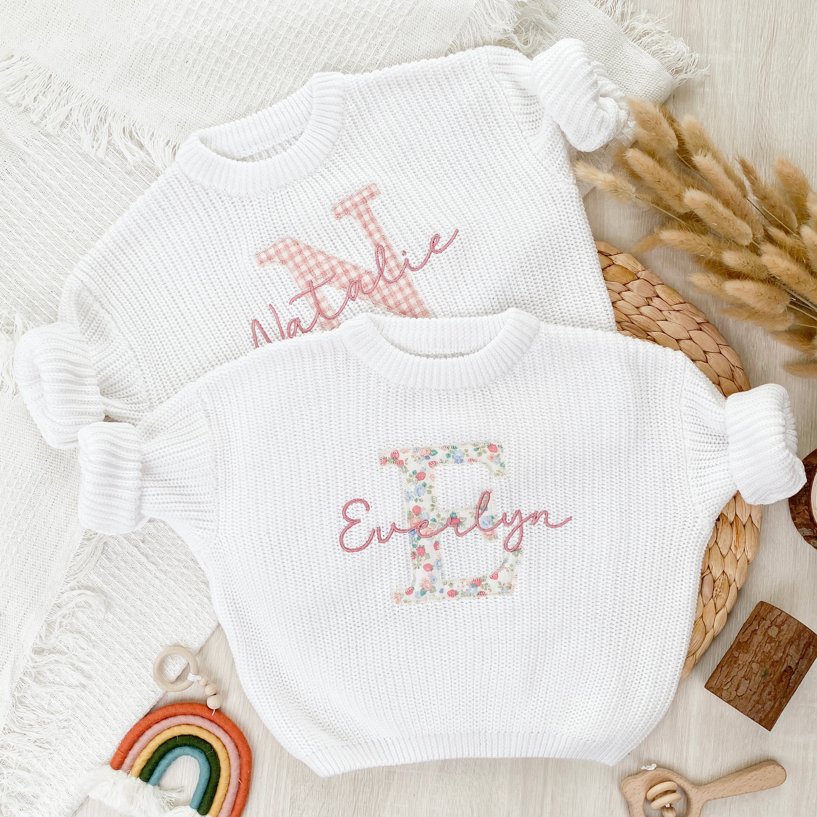 Applique Embroidered Custom Name  Sweaters Baby Gift