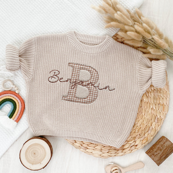 First Birthday Gifts - Applique Embroidered Custom Name Baby Sweaters