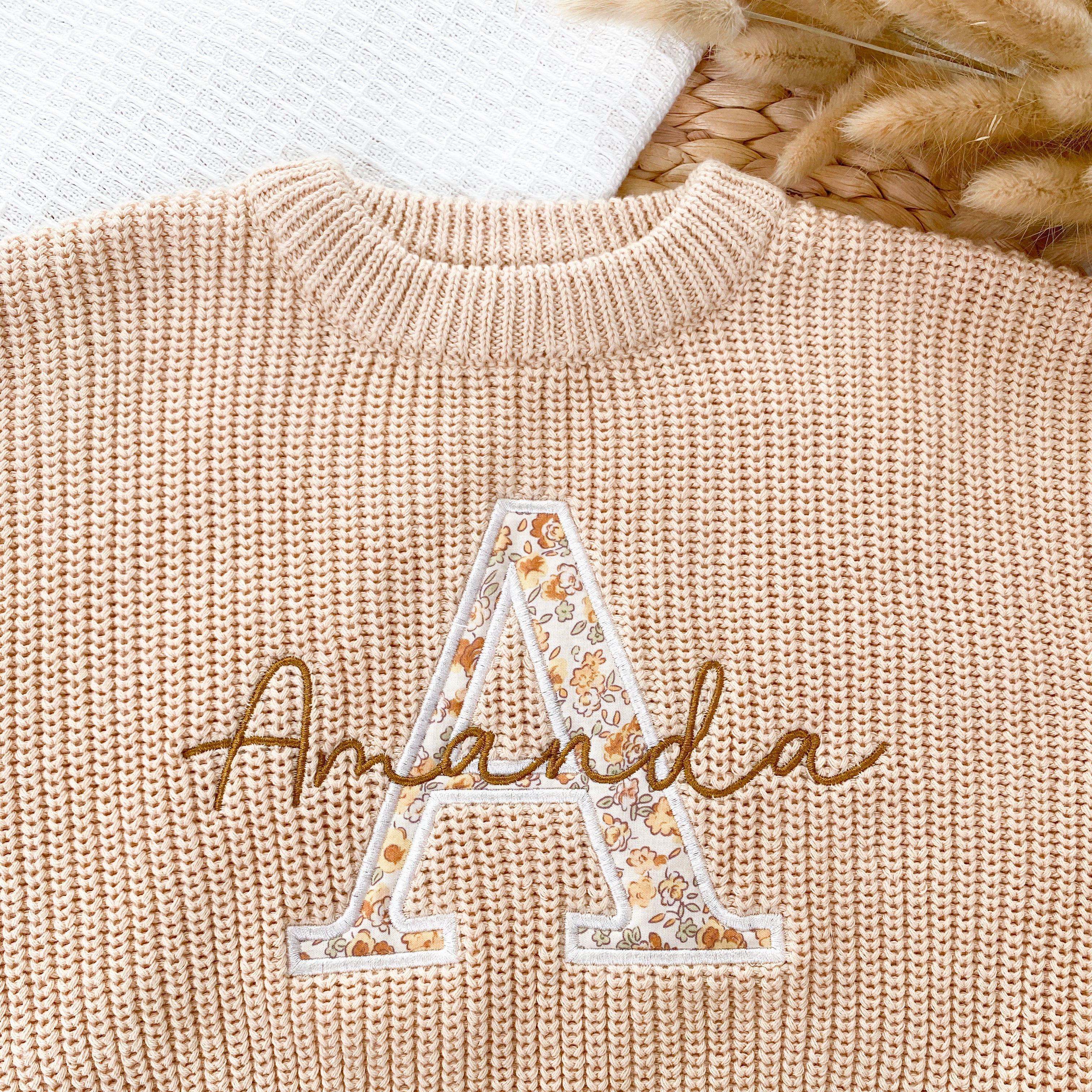 Applique Embroidered Custom Name Sweaters - Newborn Keepsake
