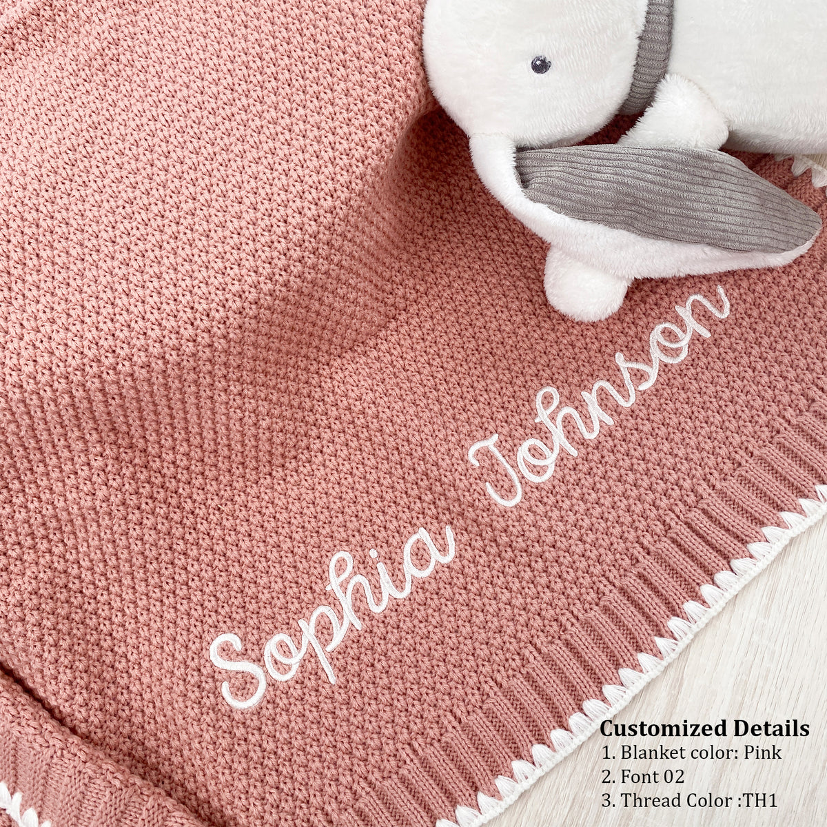 Embroidered baby blanket with name, custom baby gift