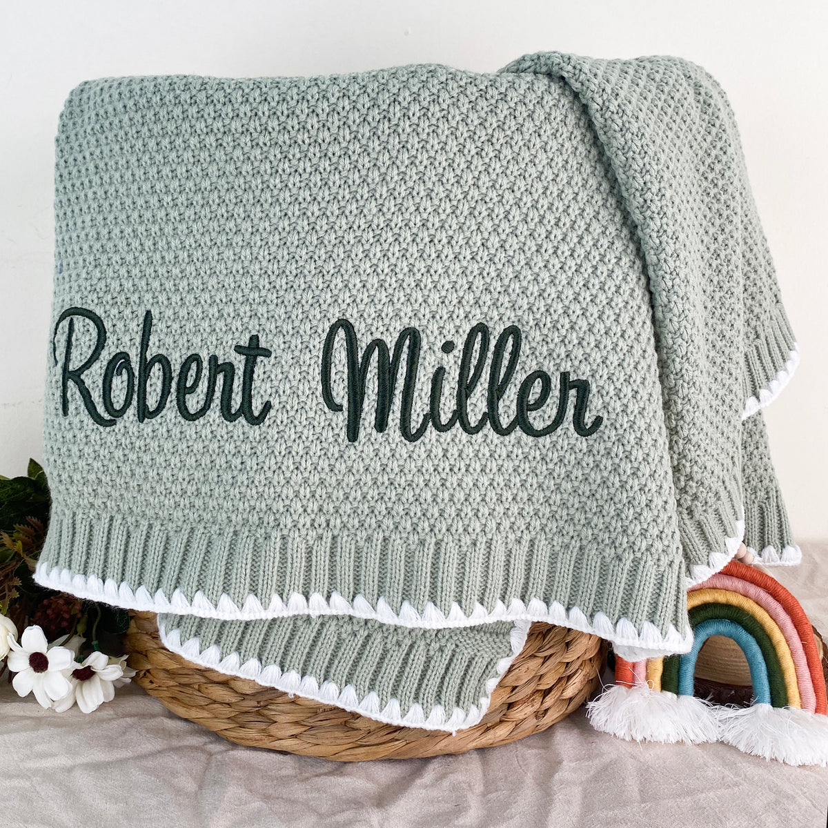 Embroidered name personalized baby blanket, baby coming home outfit, baby shower gift