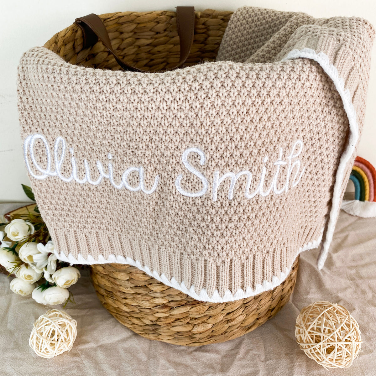 Baby blanket with name, embroidered custom name baby blanket