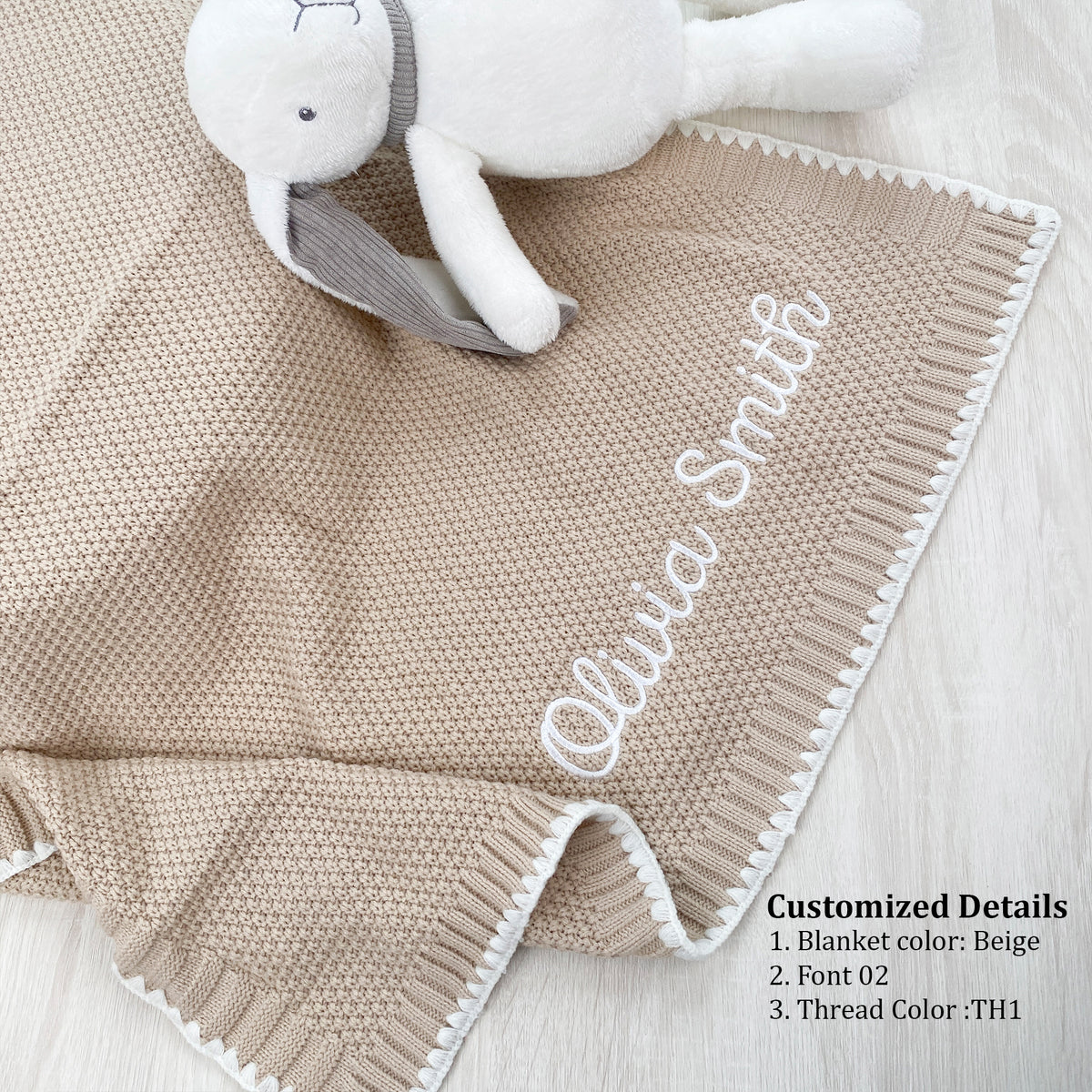 Baby blanket with name, embroidered custom name baby blanket