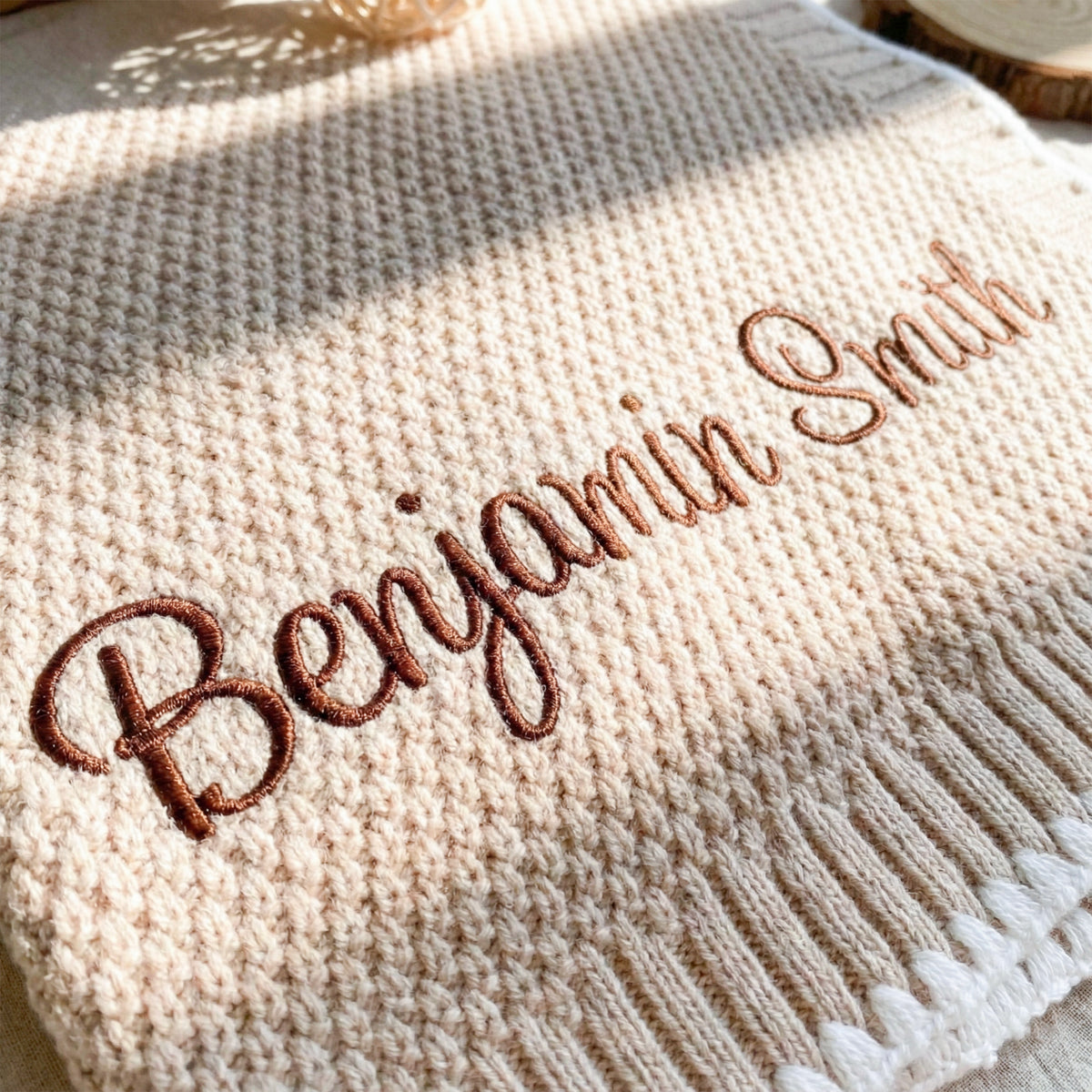 Embroidered blanket new baby gift, custom baby milestone