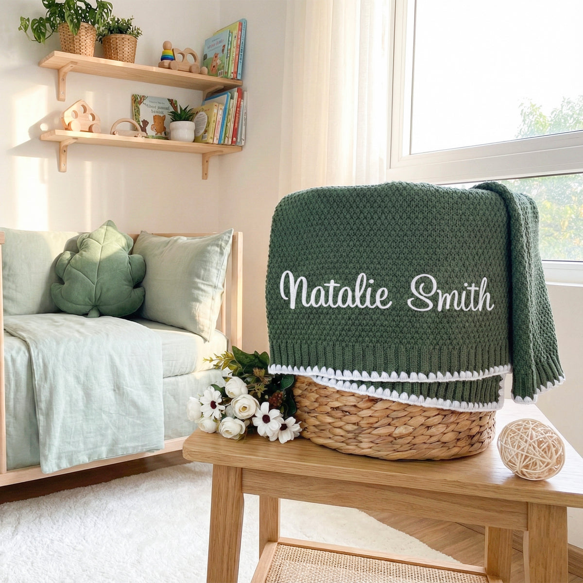 Baby name blanket, embroidered custom baby gift, baby keepsakes