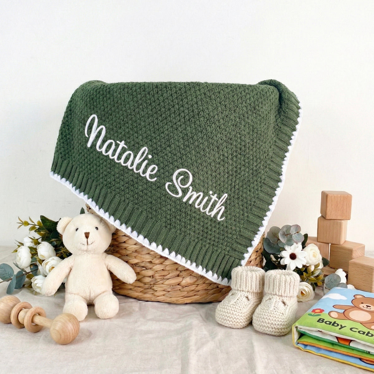 Baby name blanket, embroidered custom baby gift, baby keepsakes