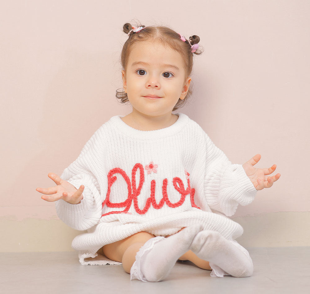 Baby Sweater Hand Embroidered Sweater with Custom Name Special Newborn Gifts