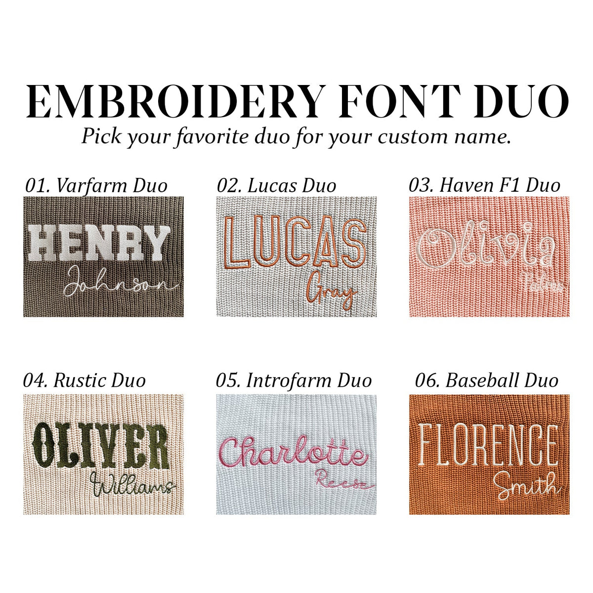 New Baby Gifts – Embroidered  Custom Name Handmade Sweaters & Baby Keepsakes