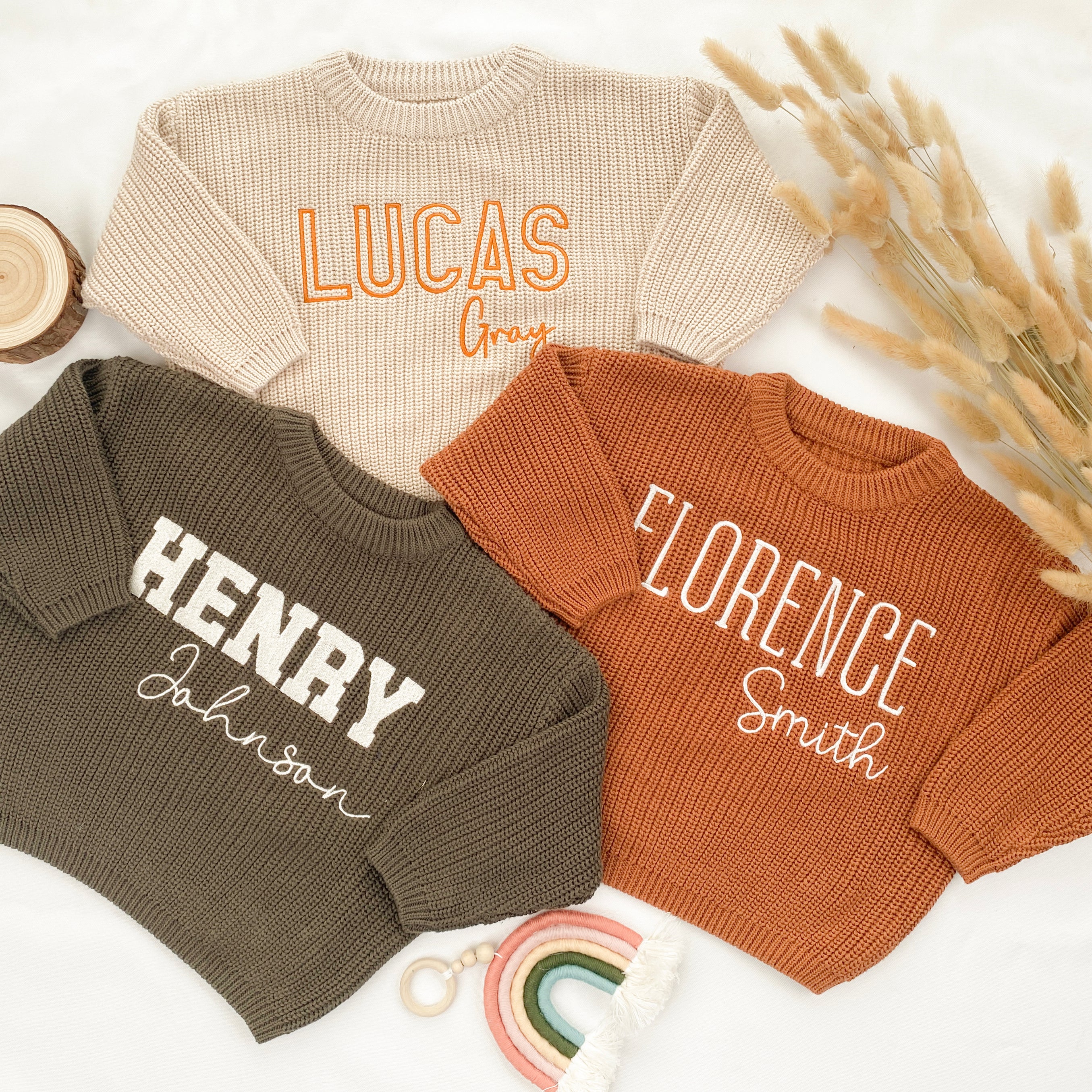 Embroidered Name Sweater Handmade Baby Gifts