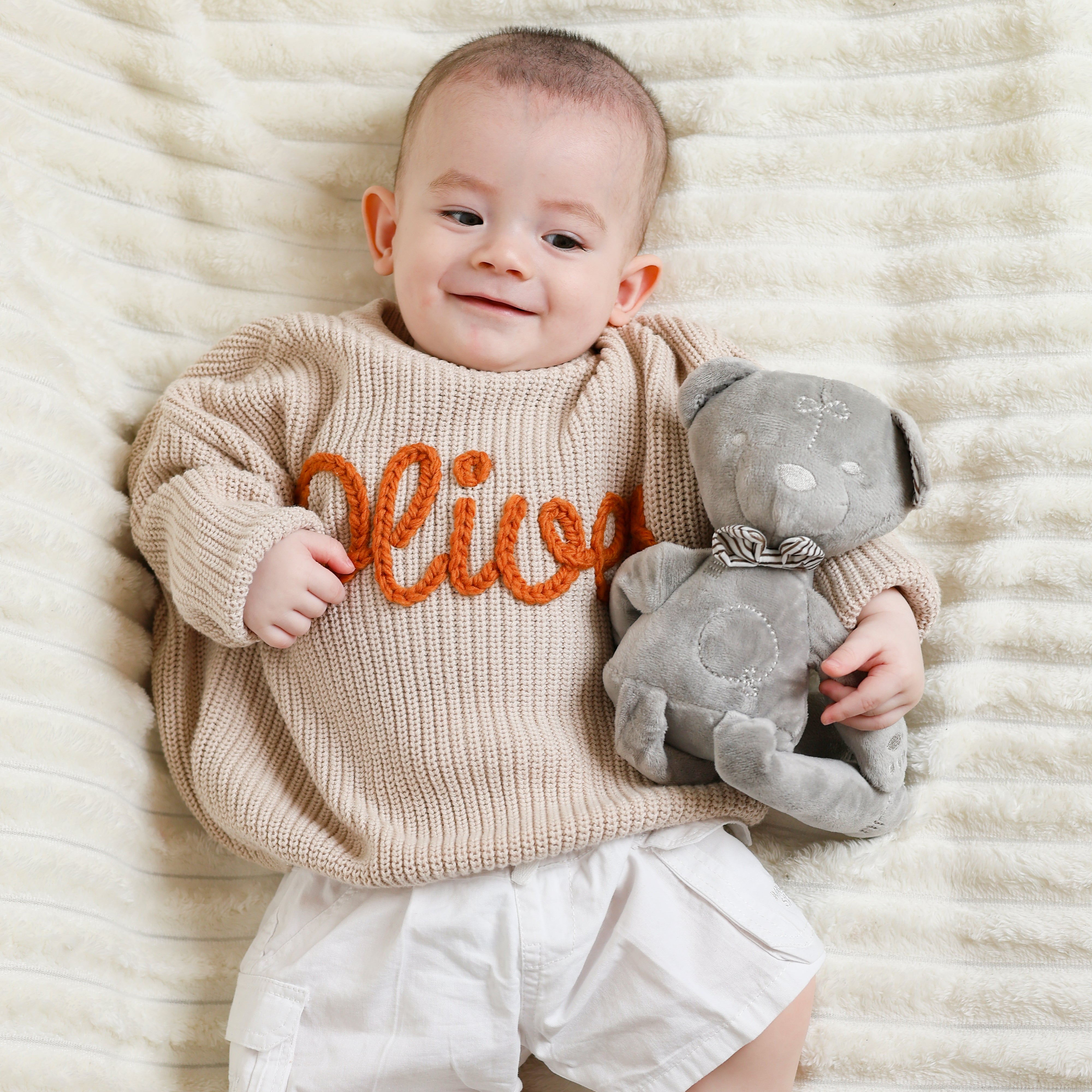 Custom Name Embroidered Sweater for First Birthday Gift