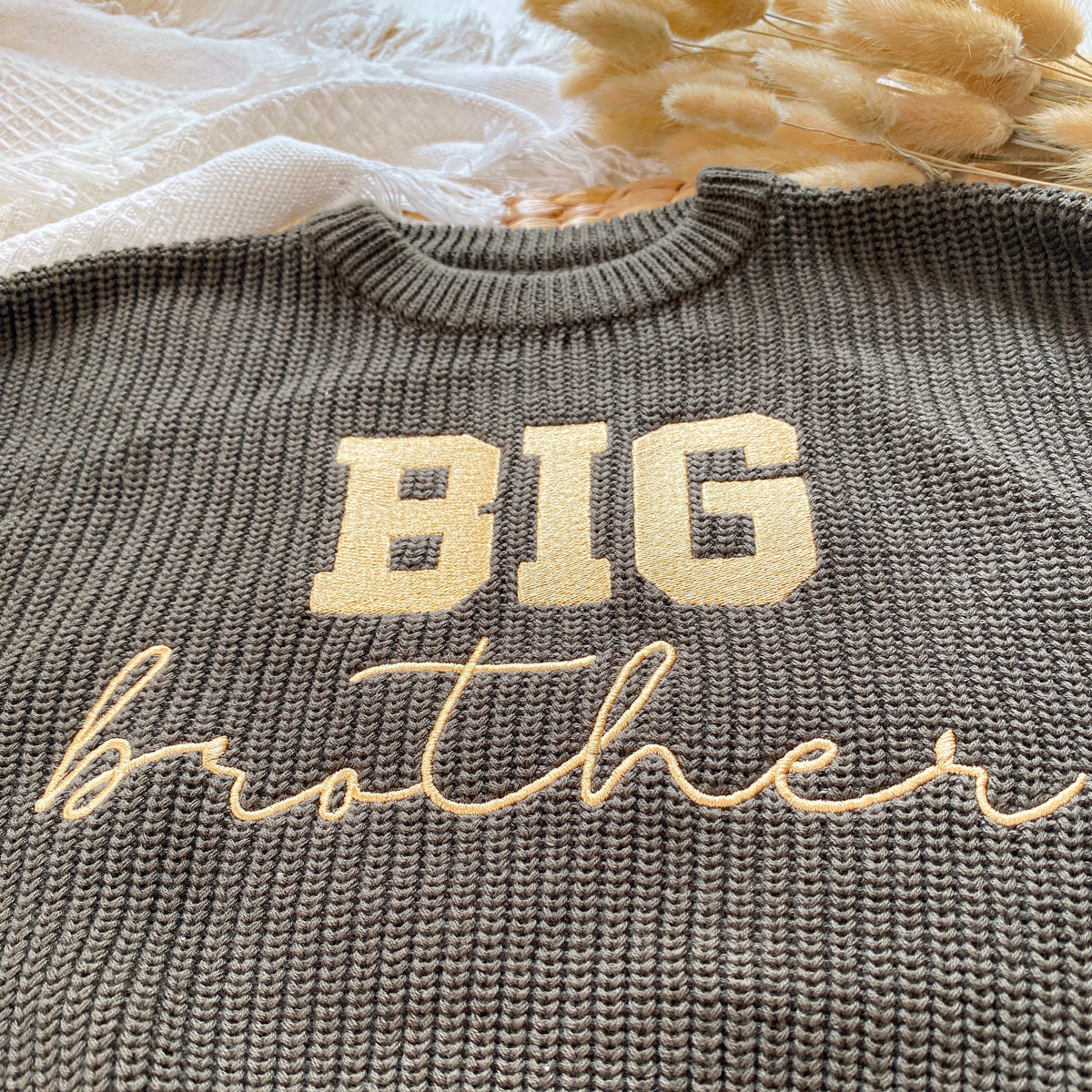 Big Brother Embroidered Custom Chunky Knit Baby Sweaters