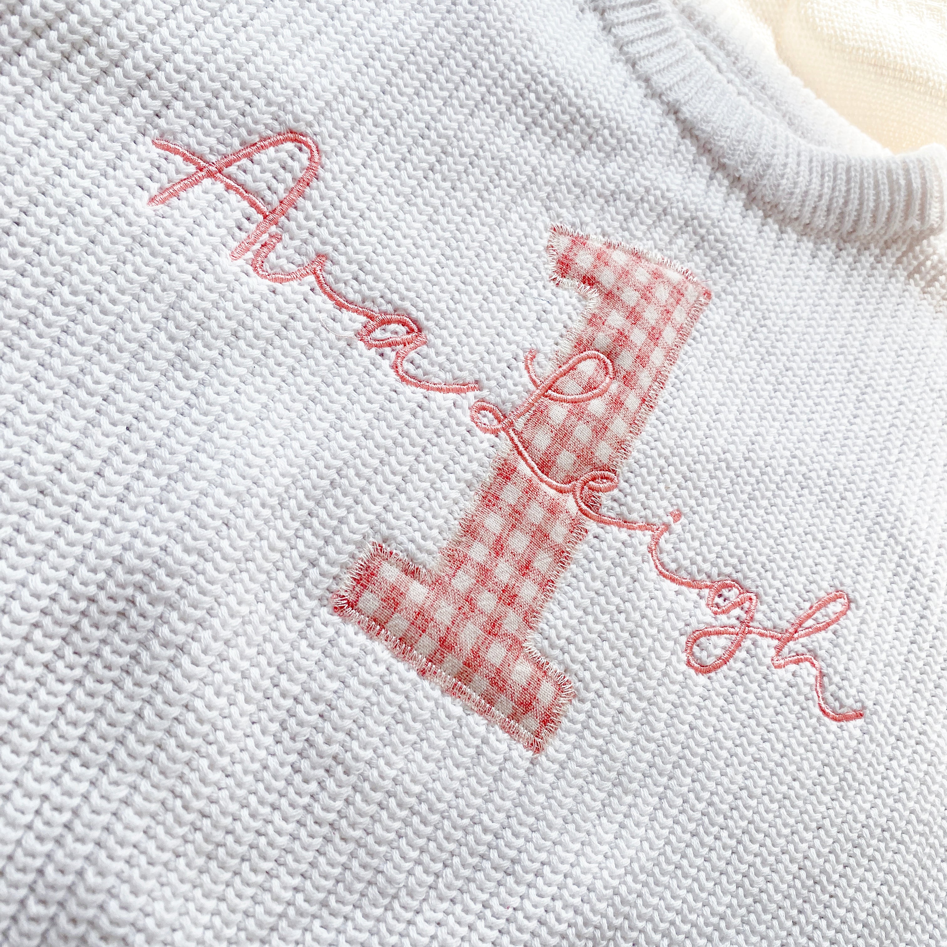 Applique Embroidered Custom Name First Birthday Baby Sweaters