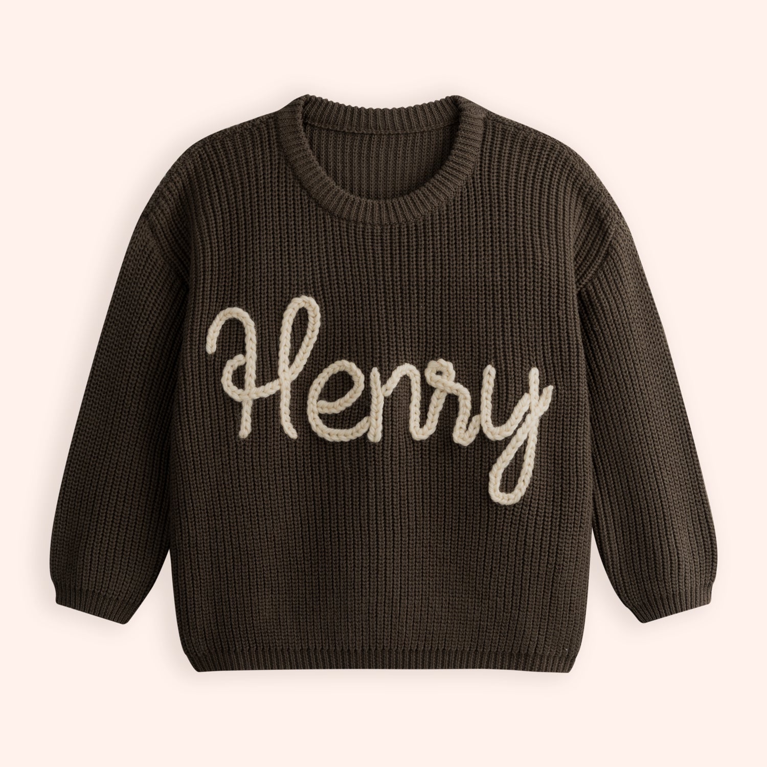 Baby Chunky Knit Sweater with Embroidered Custom Name