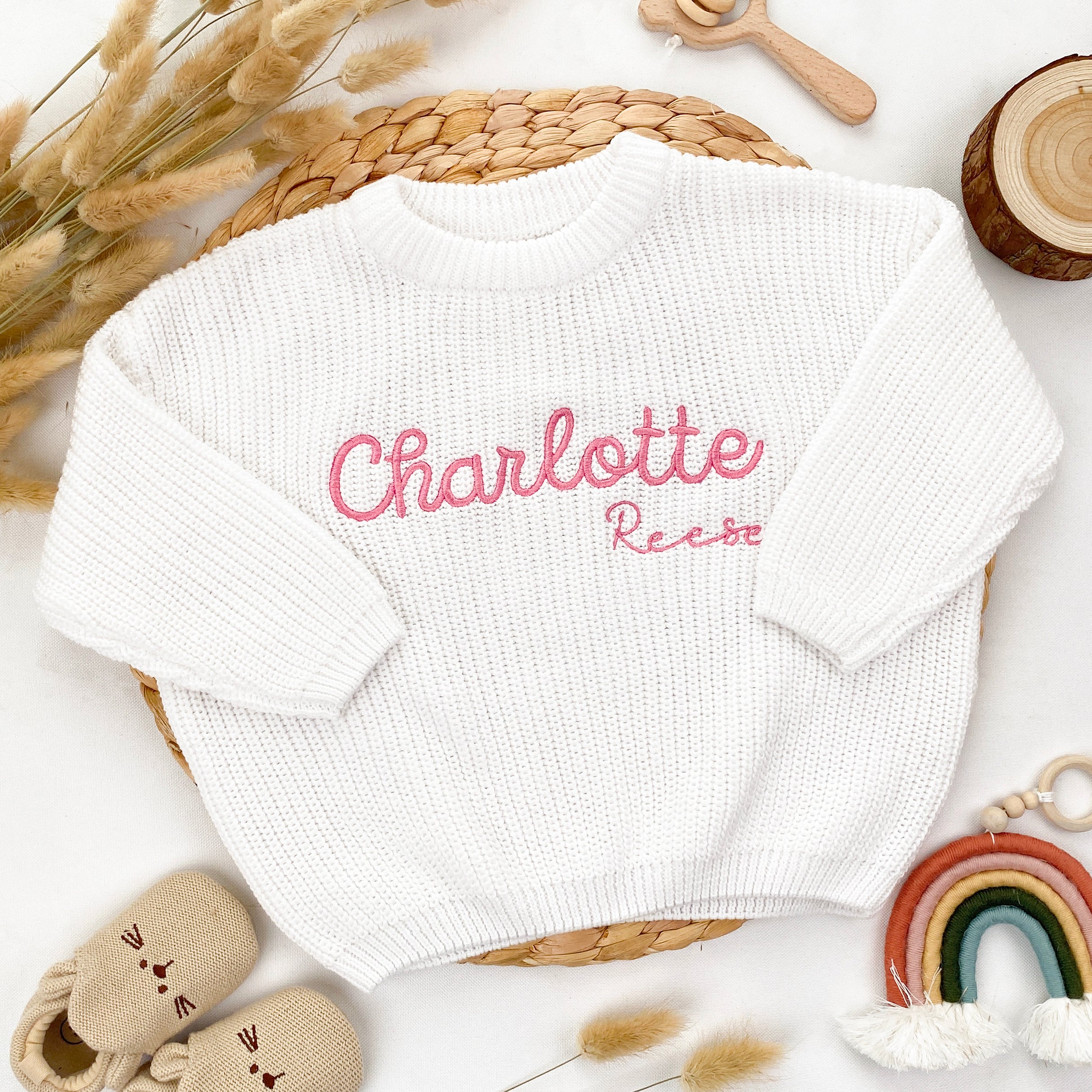 Embroidered Baby Name Sweater Newborn Gifts