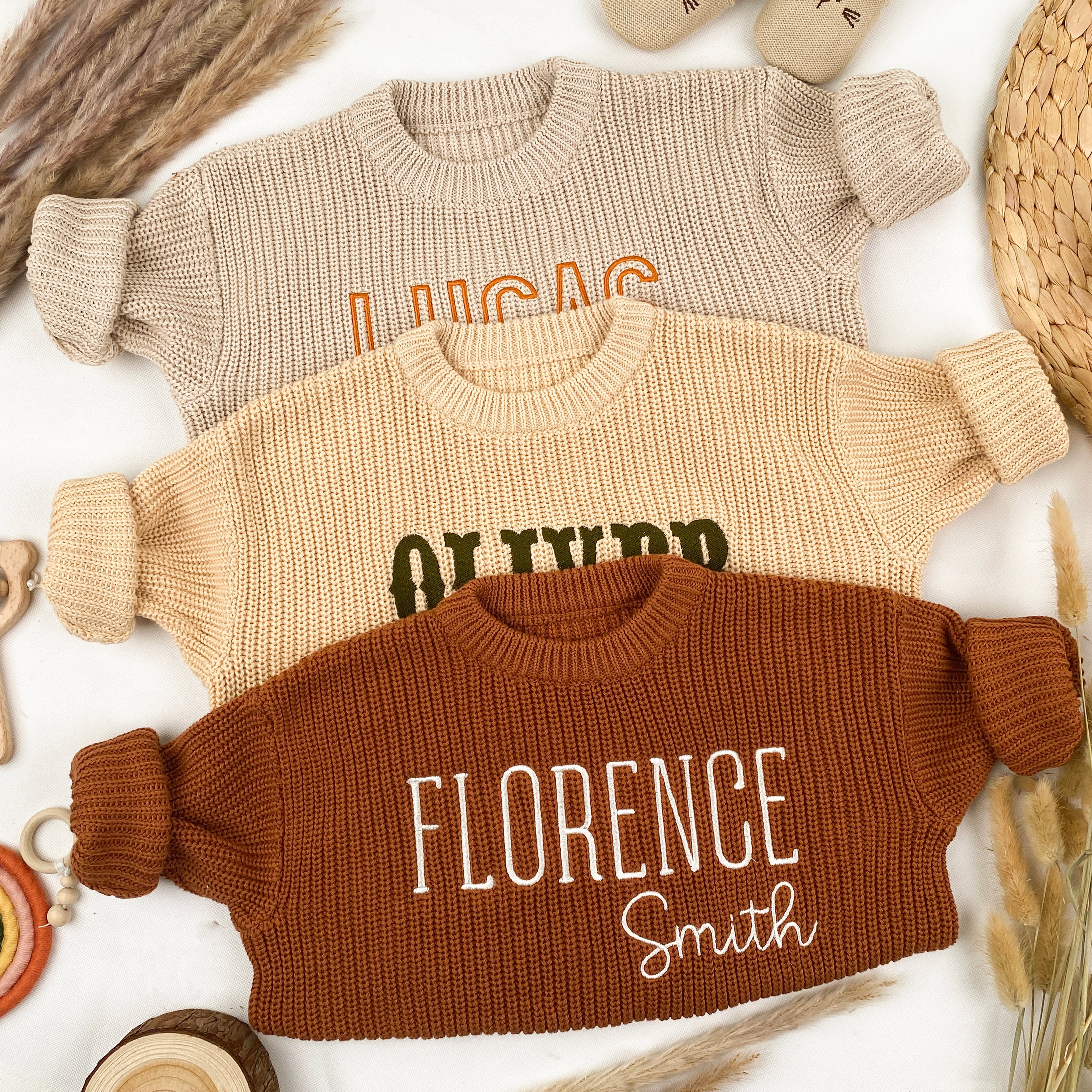 Custom Name Baby Sweater – First Birthday Handmade Gift