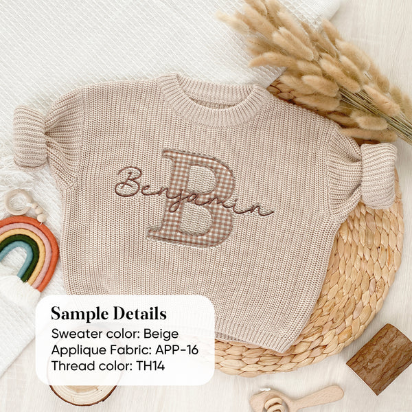 First Birthday Gifts - Applique Embroidered Custom Name Baby Sweaters