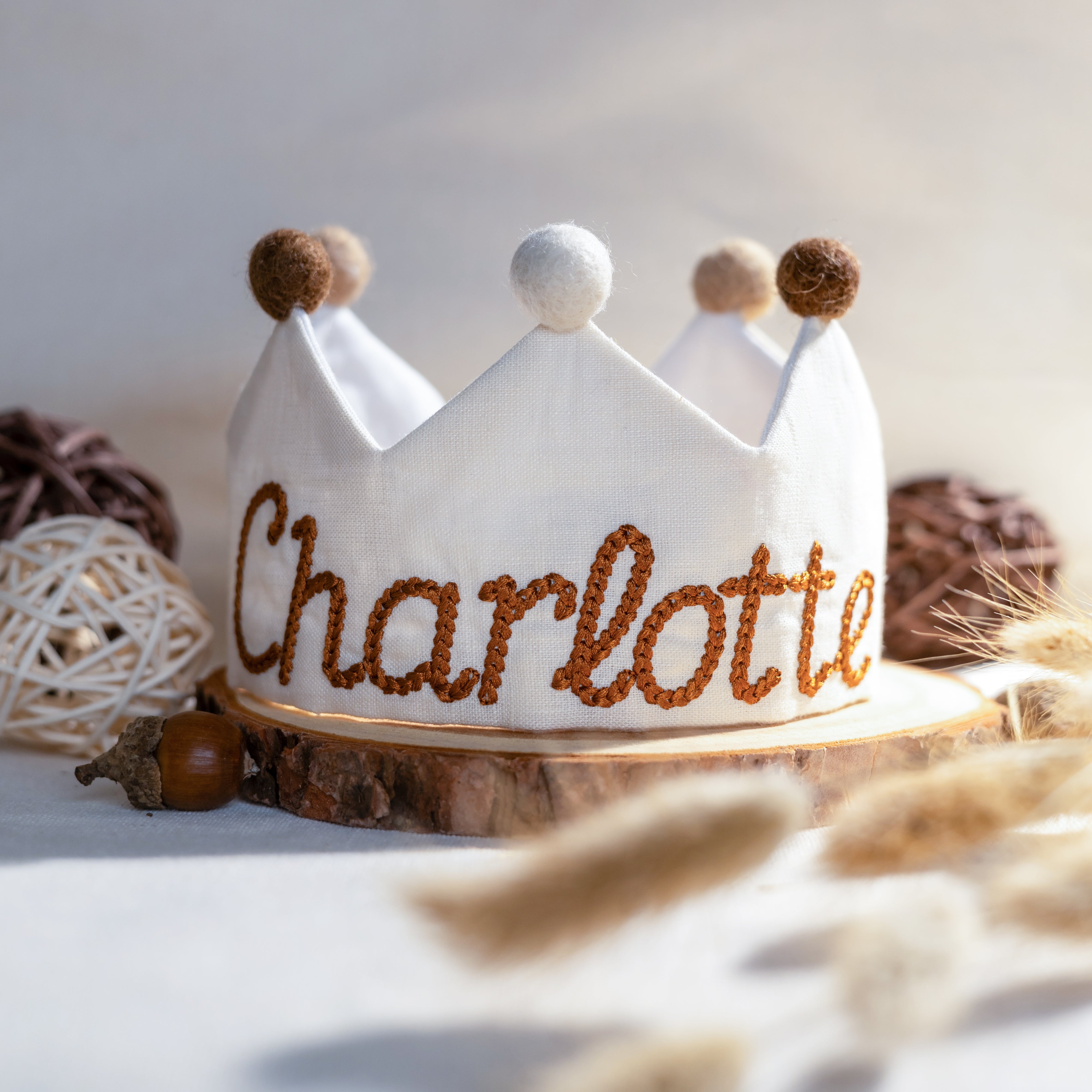 Embroidered custom name first birthday crown as a meaningful 1st birthday gift baby keepsake