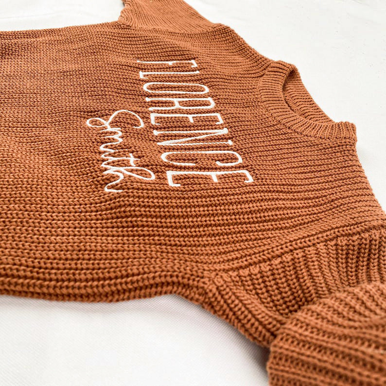 Newborn Sweater Custom Name with Embroidered Name - Baby Shower Gift