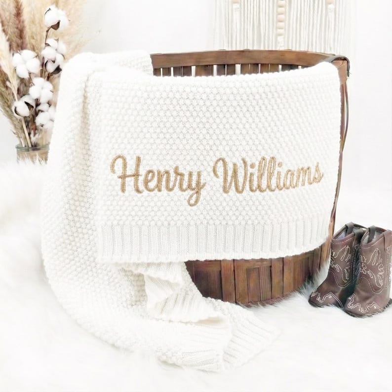 Embroidered baby name baby blankets