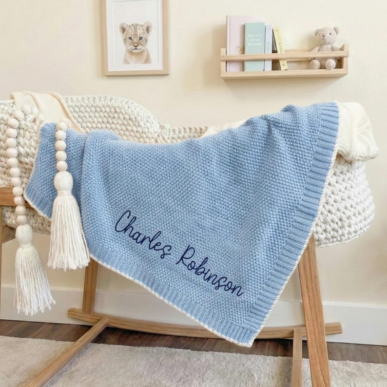 Custom cotton knitted blankets for baby shower gifts keepsake