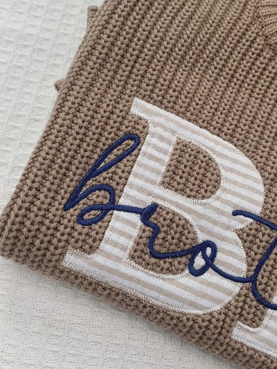 Video of the Big Brother applique embroidered knit sweater